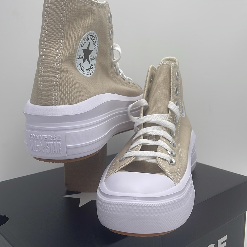 Converse WMNS A04365C CTAS MOVE HI BEACH STONE/WHITE/BEACH STONE Platforms - Picture 8 of 16